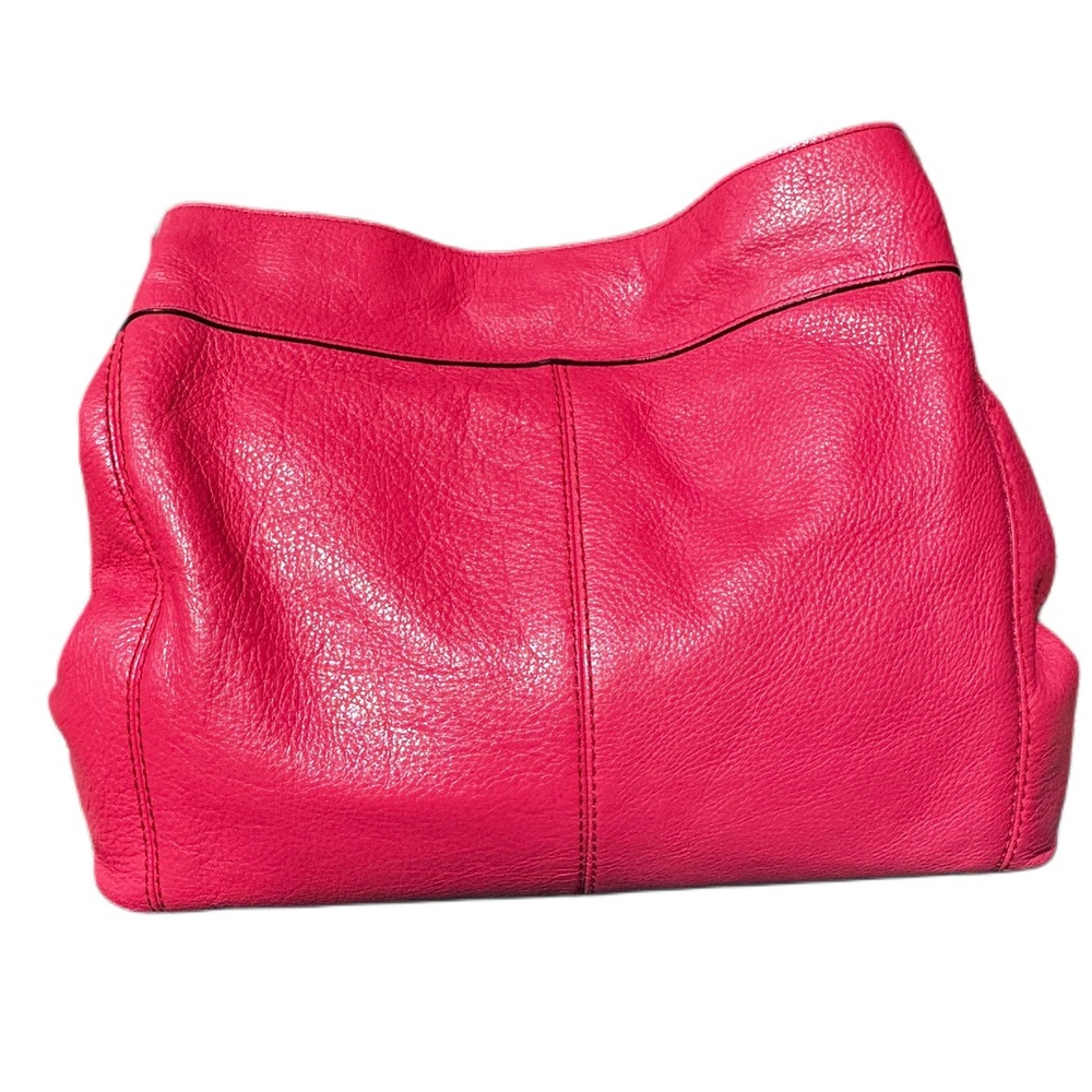 COACH LEXY Pink Oxblood Pebbled Leather Shoulder Tote Like Butter Soft 14x11x5D - Picture 15 of 16